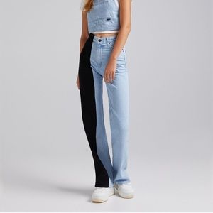 Bershka 90s wide black and blue wide leg pant size 36